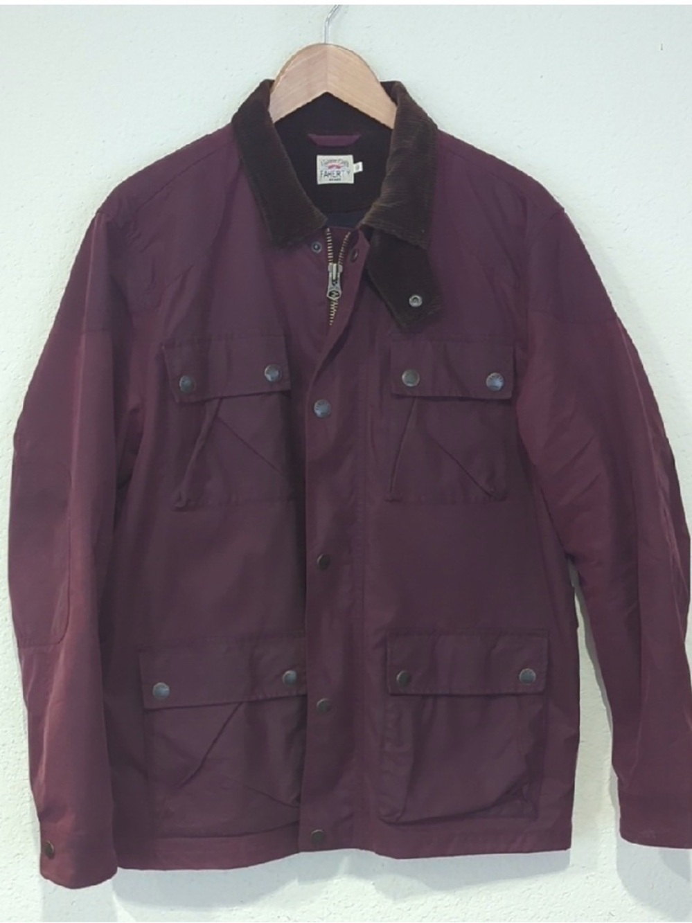 Faherty Maroon Field Jacket with Dark Corduroy Collar
